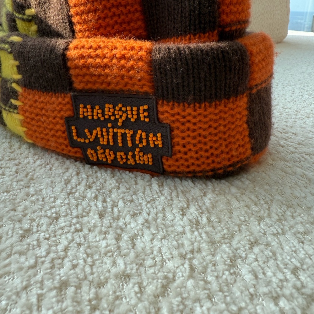 Louis Vuitton Orange and Brown Knit Beanie - Picture 3 of 8